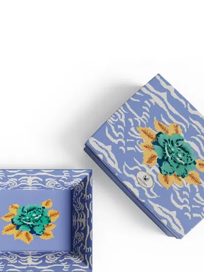 Lisa Corti Indian Tiger Porcelain Tray In Blue