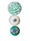 Lisa Corti Set Of 3 Indian Tiger Plates In Green