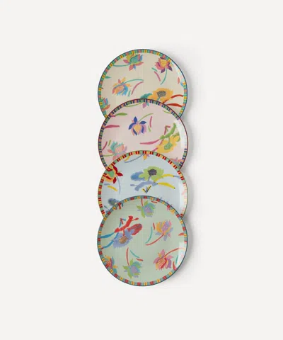 Lisa Corti Japanese Floral Dessert Plates Set Of Four In Multi