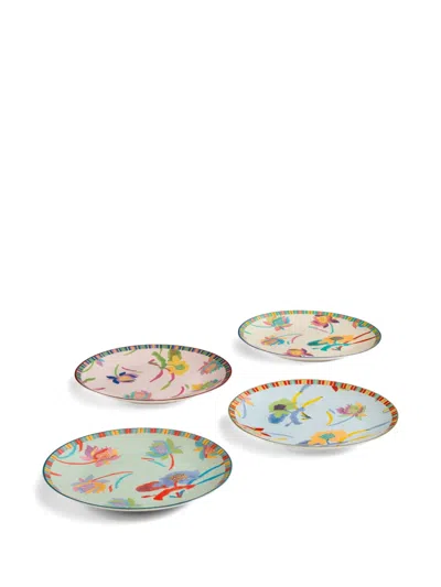 Lisa Corti Japanese Floral-print Plates (set Of Four) In Multi