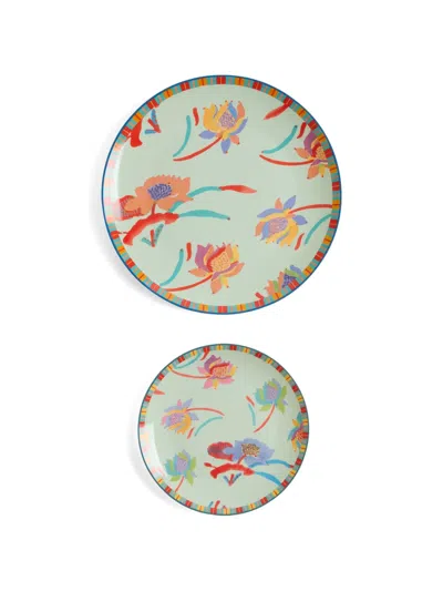 Lisa Corti Japanese Floral-print Porcelain Plates (set Of 2) In Multi