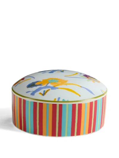 Lisa Corti Japanese Striped Porcelain Trinket Box In Multi