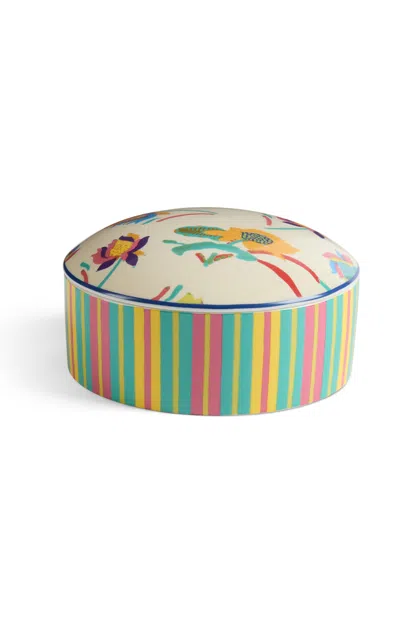 Lisa Corti - Jewelry Box 13x6;5 Porcelain Japanise Cream Diam 13 - Off-white In Multi