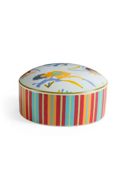 Lisa Corti - Jewelry Box 13x6;5 Porcelain Japanise Light Blue Diam 13 - Blue In Multi