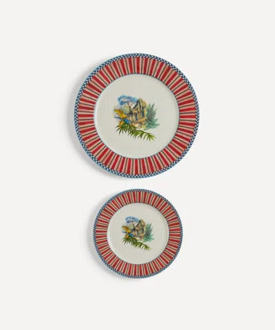 Lisa Corti Jungle Parrot Dinner And Dessert Plates Set Of Two In Multi