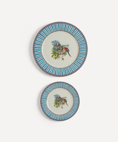 Lisa Corti Jungle Parrot Dinner And Dessert Plates Set Of Two In Multi