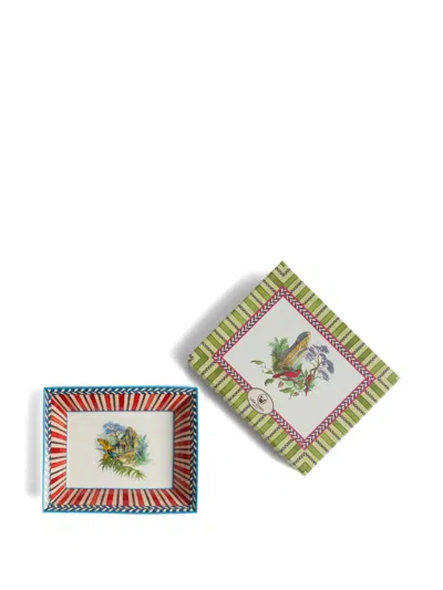Lisa Corti Jungle Parrot Porcelain Charger Tray In Multi