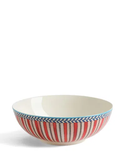 Lisa Corti Jungle Parrot Porcelain Salad Bowl In Red