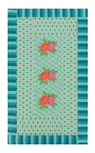 Lisa Corti - Junior Quilt Hima Big Flw  Turquoise - Turquoise In Multi