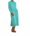 Lisa Corti Long Kurta Dress In Mini Stripes Ferozi In Blue