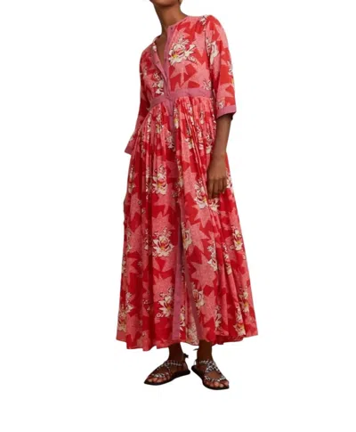 Lisa Corti Long Open Duster In Rainbow Star Flower Red In Multi