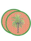Lisa Corti Hima Palm Lacquered Cork Round Placemat In Green
