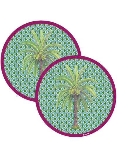 Lisa Corti Masonite Hima Palma Circular Place Mat (set Of Two) In Grün