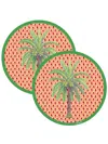 Lisa Corti Masonite Hima Palma Circular Place Mats (set Of Two) In Rot