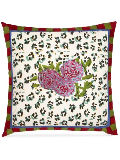 Lisa Corti Medium Leopard Stripes Cushion (60cm X 60cm) In White
