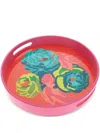 Lisa Corti Nizam Flower Geranium Lacquered Tray In Orange