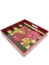 Lisa Corti Nizam Stripes Wood Tray (40cm X 40cm) In Red