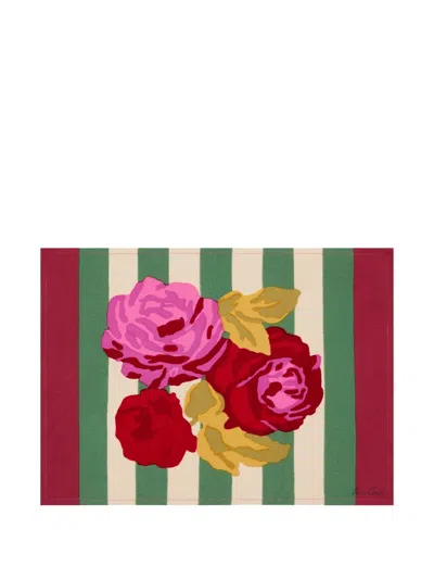 Lisa Corti Nizan Rose-print Striped Place Mat In Multi