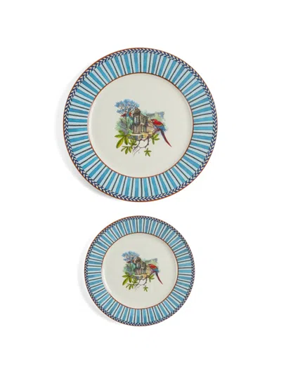 Lisa Corti Parrot-motif Plate (set Of Two) In Blue