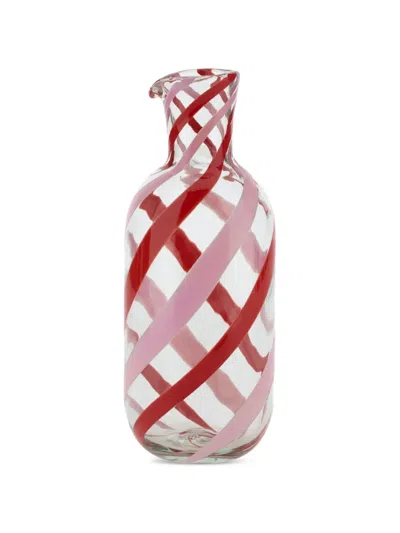 Lisa Corti Pervinch Striped Glass Bottle In Pink