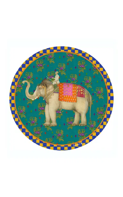 Lisa Corti - Place Mat Masonite Diam 34 Con Sughero Elephant Peacock Diametro 34 - Multi