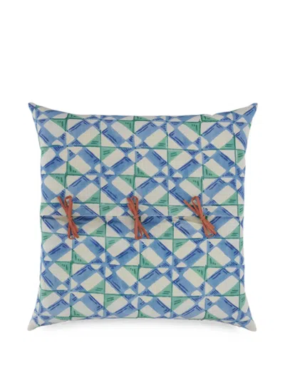 Lisa Corti Positano Floral-print Cushion Cover In Blue