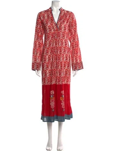 Pre-owned Lisa Corti Printed Long Dress In Red