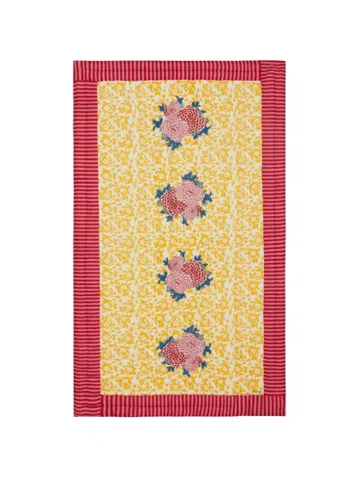 Lisa Corti Reversible Striped Blanket In Yellow