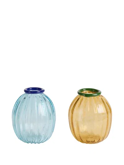 Lisa Corti Rosebud Ribbed Glass Vases In Multi