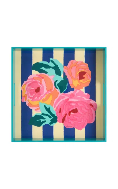 Lisa Corti - Square Tray 40.5x40.5 Nizam Stripes Blue 40.5x40.5 - Blue