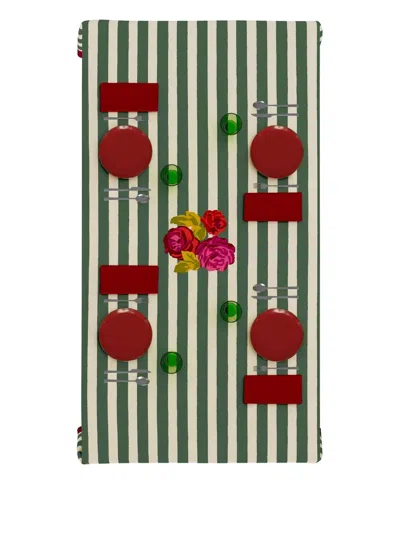 Lisa Corti Stripe Rose Tablecloth In Green