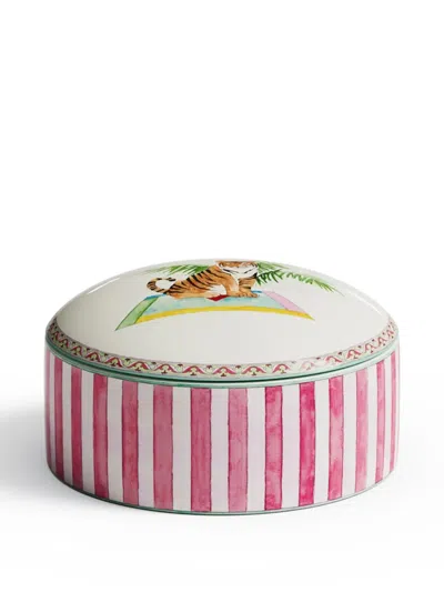 Lisa Corti Striped Jewellery Box In White