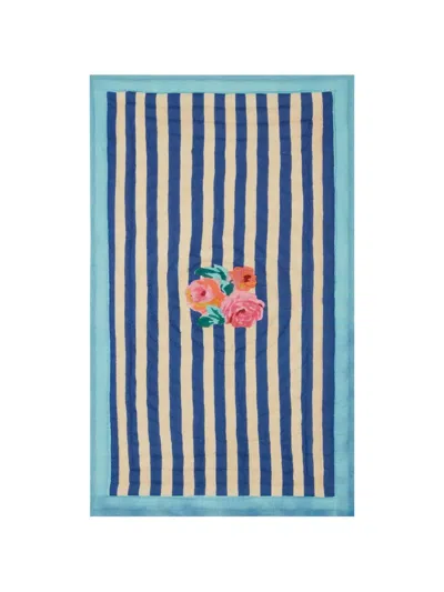 Lisa Corti Striped Reversible Blanket In Blue