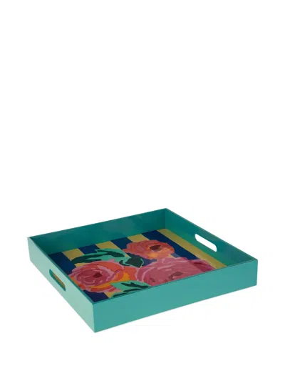 Lisa Corti Stripes Floral-print Tray In Multi