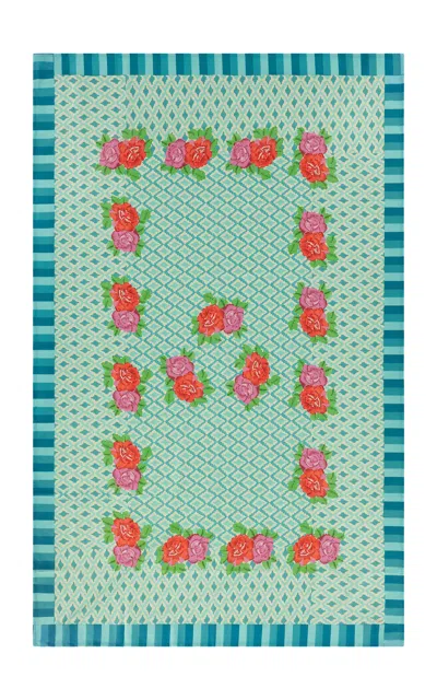 Lisa Corti - Tablecloth Hima Big Flw 180x270 Turquoise - Turquoise In Multi