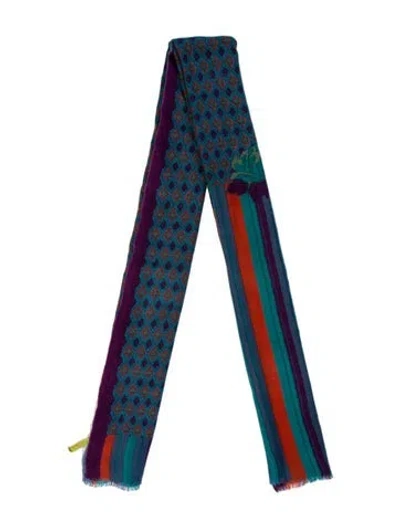 Pre-owned Lisa Corti Wool Printed Scarf In Blue