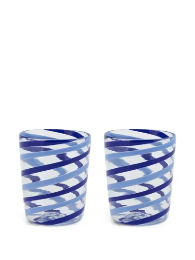 Lisa Corti X Canna Spiral Decorative Glasses (set Of Two) In Blue
