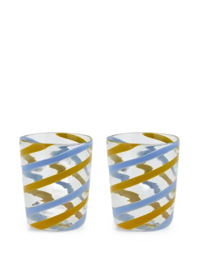 Lisa Corti X Canna Spiral Decorative Glasses (set Of Two) In Blue