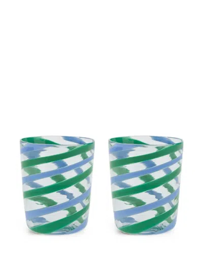 Lisa Corti X Canna Spiral Decorative Glasses (set Of Two) In Green