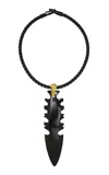Lisa Eisner Black Jade Arrowhead And 22k Gold Nugget Necklace