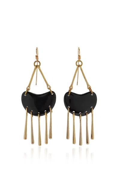 Lisa Eisner Wyoming Black Jade And Bronze Greybull Earrings In Black
