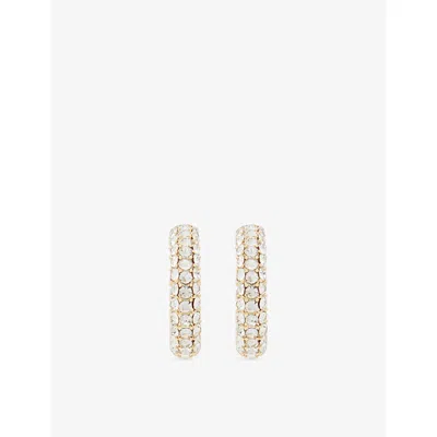 Lisa Gozlan Womens Bold 18ct Gold-plated Brass Crystal-embellished Hoop Earrings