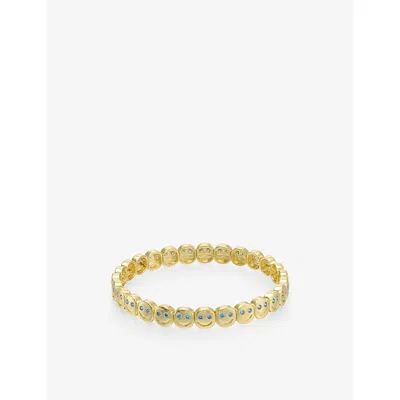 Lisa Gozlan Womens Happy Face Mini 18ct Yellow Gold-plated Brass And Cubic Zirconia Bracelet Mnbr071-yg-aq