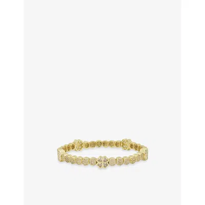 Lisa Gozlan Womens  The Clover Mixer Pavé 18ct Yellow Gold-plated Brass And Cubic Zirconia Bracelet