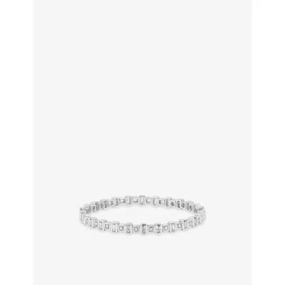 Lisa Gozlan Womens  The Duo Flex Sterling Silver-plated Brass And Cubic Zirconia Tennis Bracelet
