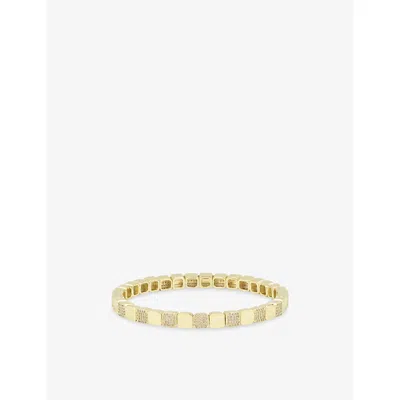 Lisa Gozlan Womens  The Duo Square Mixer 18ct Yellow Gold-plated Brass And Cubic Zirconia Bracelet