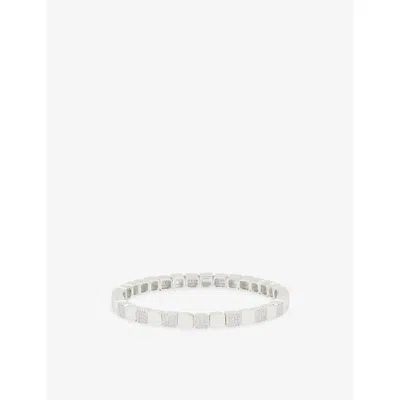 Lisa Gozlan Womens  The Duo Square Mixer Sterling Silver-plated Brass And Cubic Zirconia Bracelet