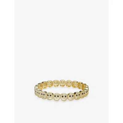 Lisa Gozlan Womens  The Happy Face Pavé 18ct Yellow Gold-plated Brass And Cubic Zirconia Bracelet In Yellow Gold / Black