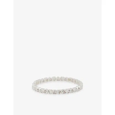 Lisa Gozlan Womens  The Heart Flex Sterling Silver-plated Brass And Cubic Zirconia Tennis Bracelet