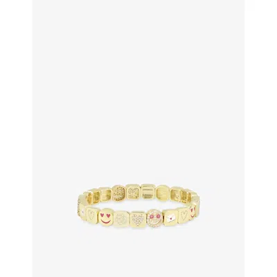 Lisa Gozlan Womens  The Love Letter 18ct Yellow Gold-plated Brass And Cubic Zirconia Bracelet